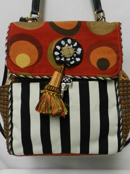 Silver Plum Handmade Tapestry Convertible Backpack Purse Handmade USA Fabric main image 12